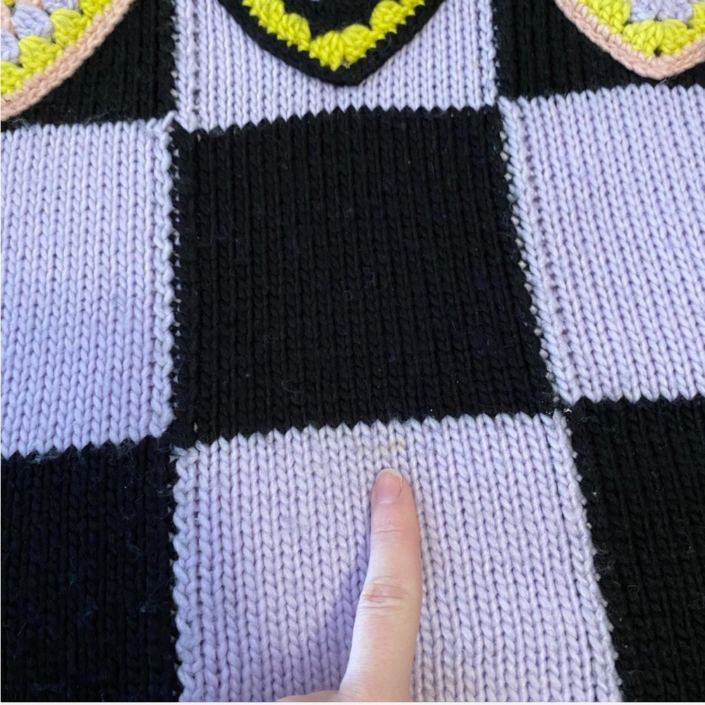 Ragged Priest Buddy Hearts Purple and Black Crewneck Knit Sweater - Picture 7 of 8